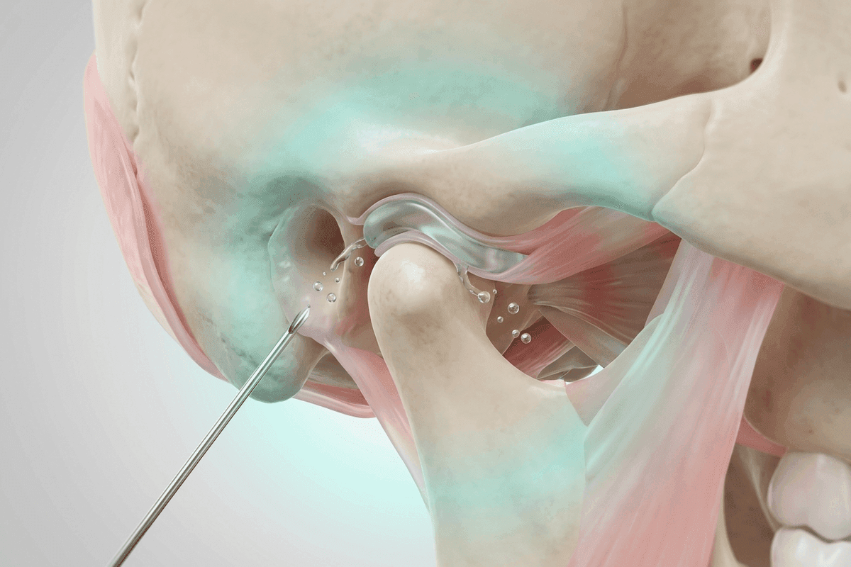 Educational illustration showing arthrocentesis