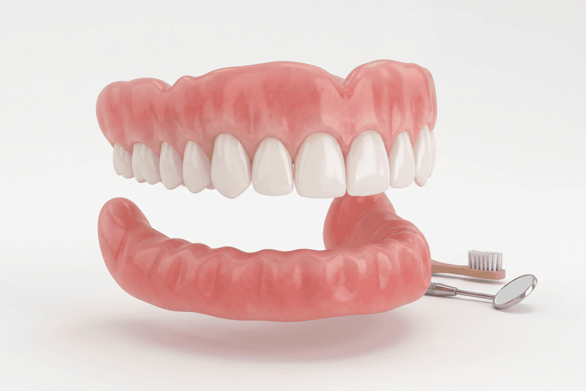 Educational illustration showing dentures & partial dentures