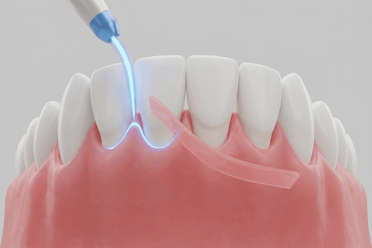 Educational illustration showing gingivectomy