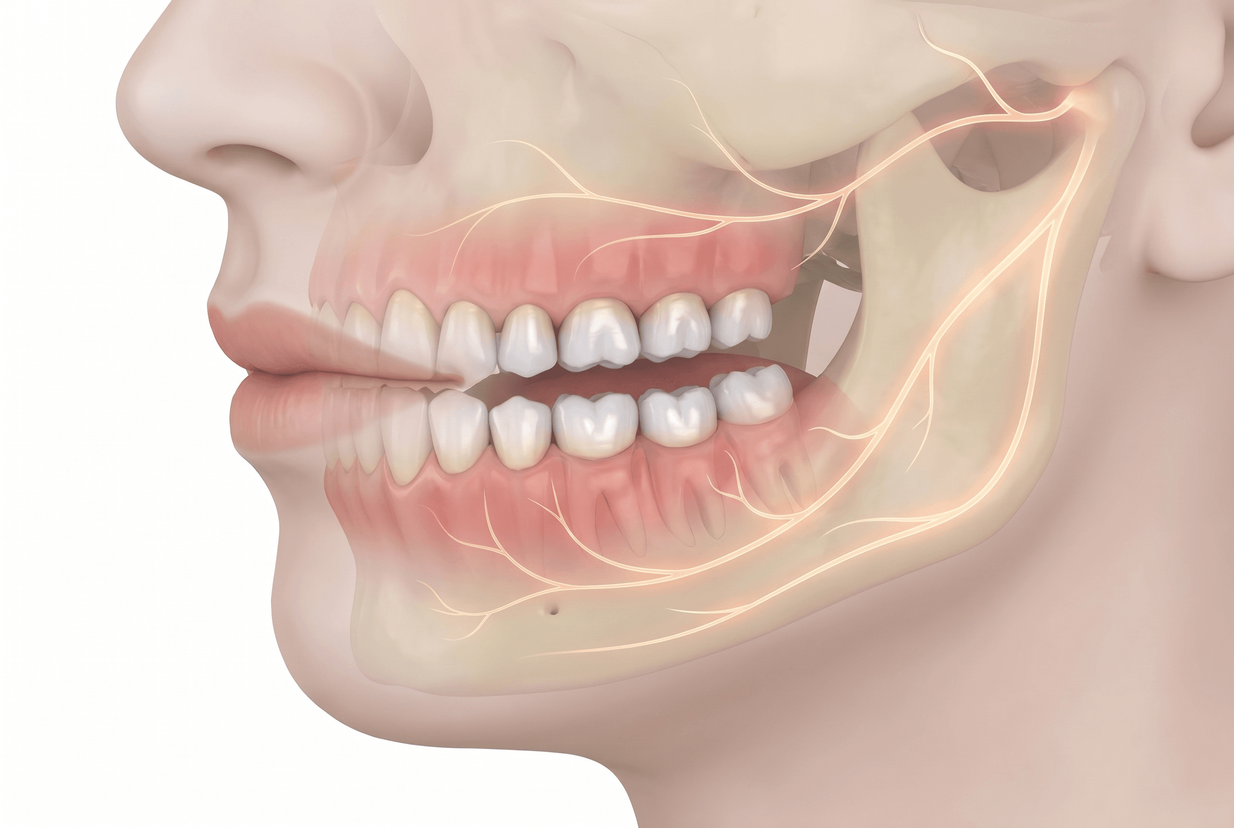 Educational render of orofacial pain regions