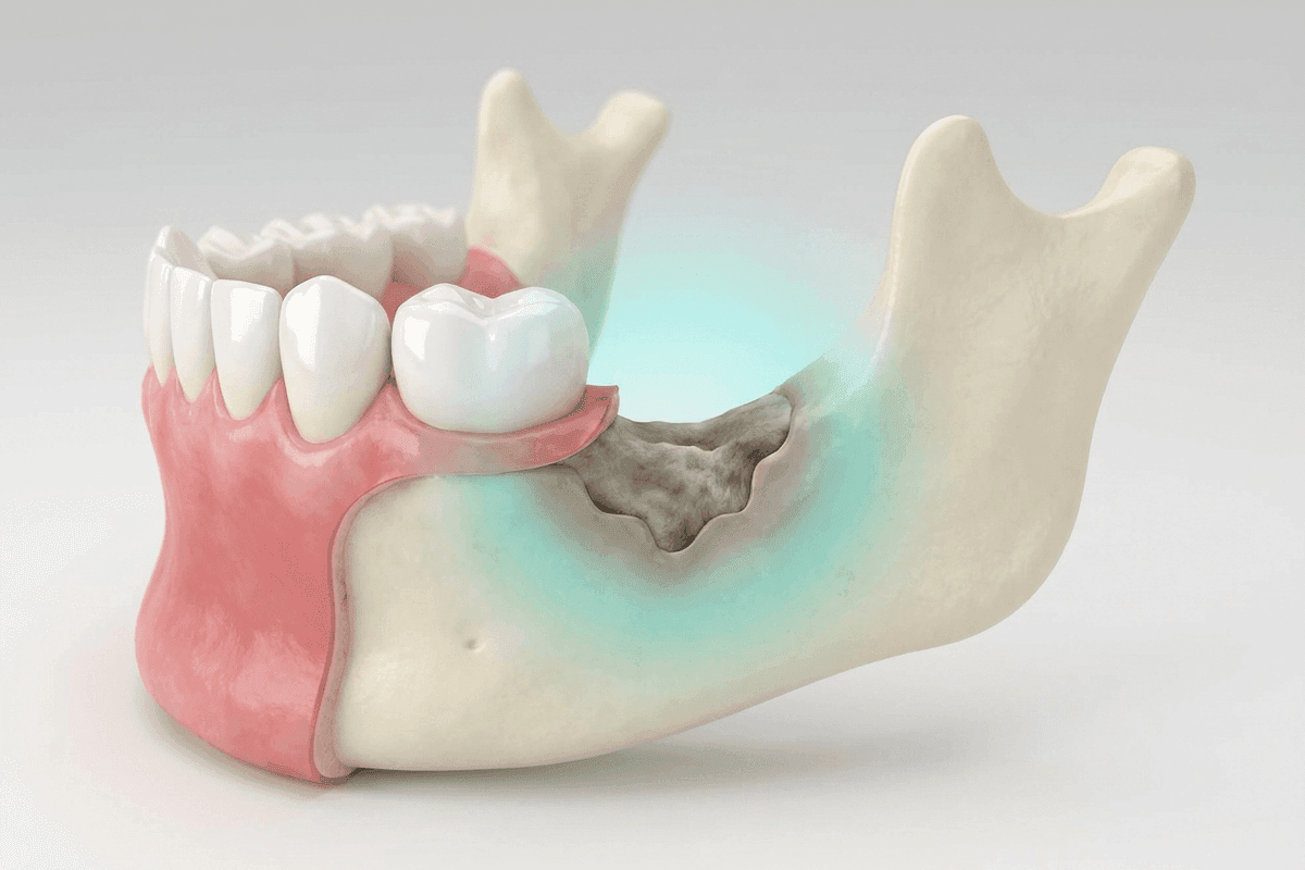 Educational illustration showing osteonecrosis