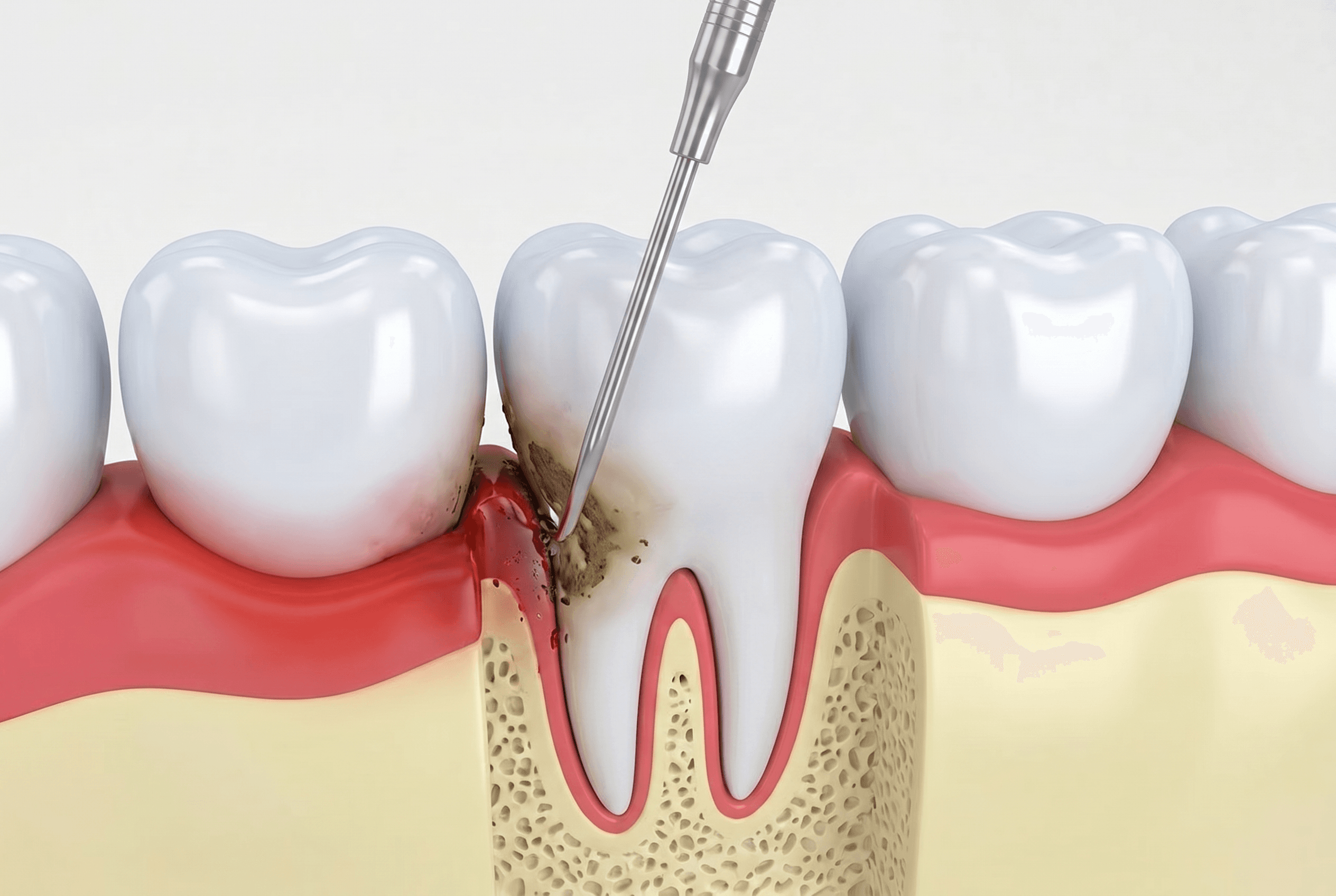 Educational illustration showing periodontal treatment